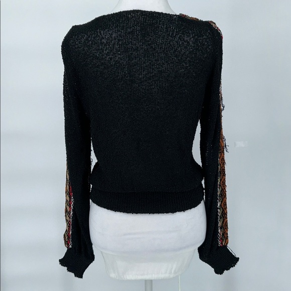 FRENCH RAGS NUBBY RAYON SWEATER SIZE SMALL FRINGE EMBROIDERED VINTAGE - Picture 4 of 11